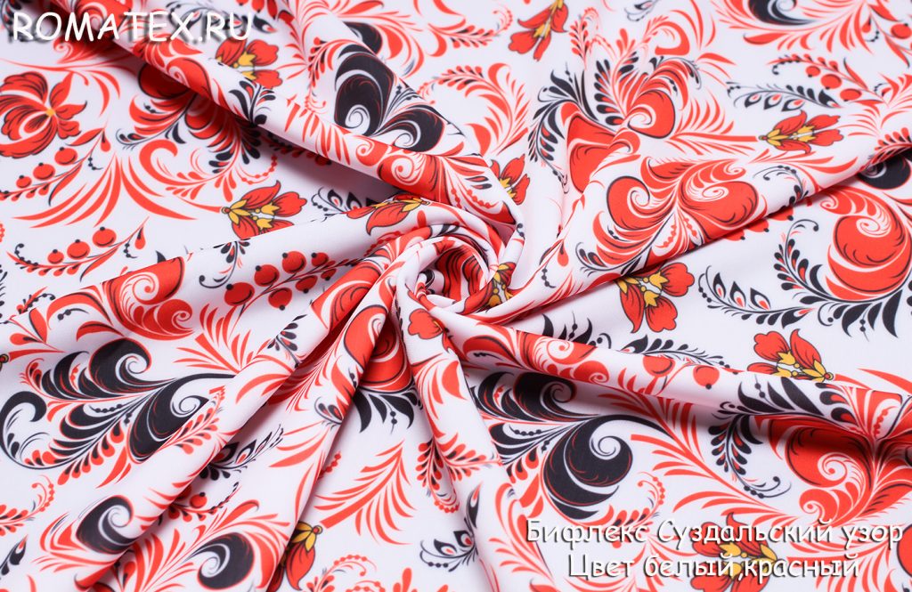 бифлекс матовый суздальский узор цвет белый, красный